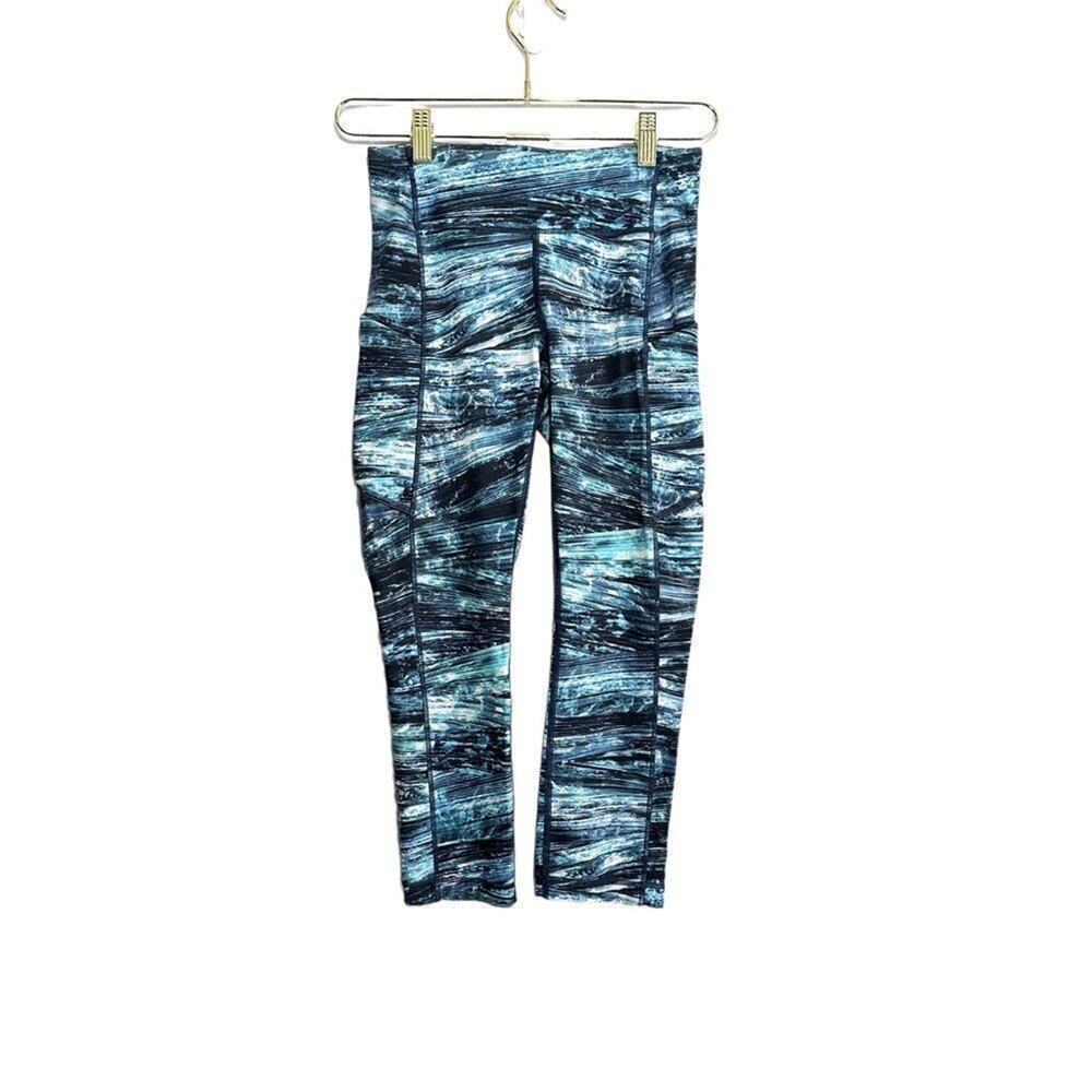 Lululemon Speed Up Crop 21" SZ 4 Shorelines Multi Blue Activewear Stretch Gym
